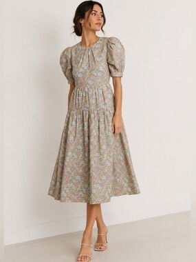 En Saison Blue Floral Print Midi Dress
